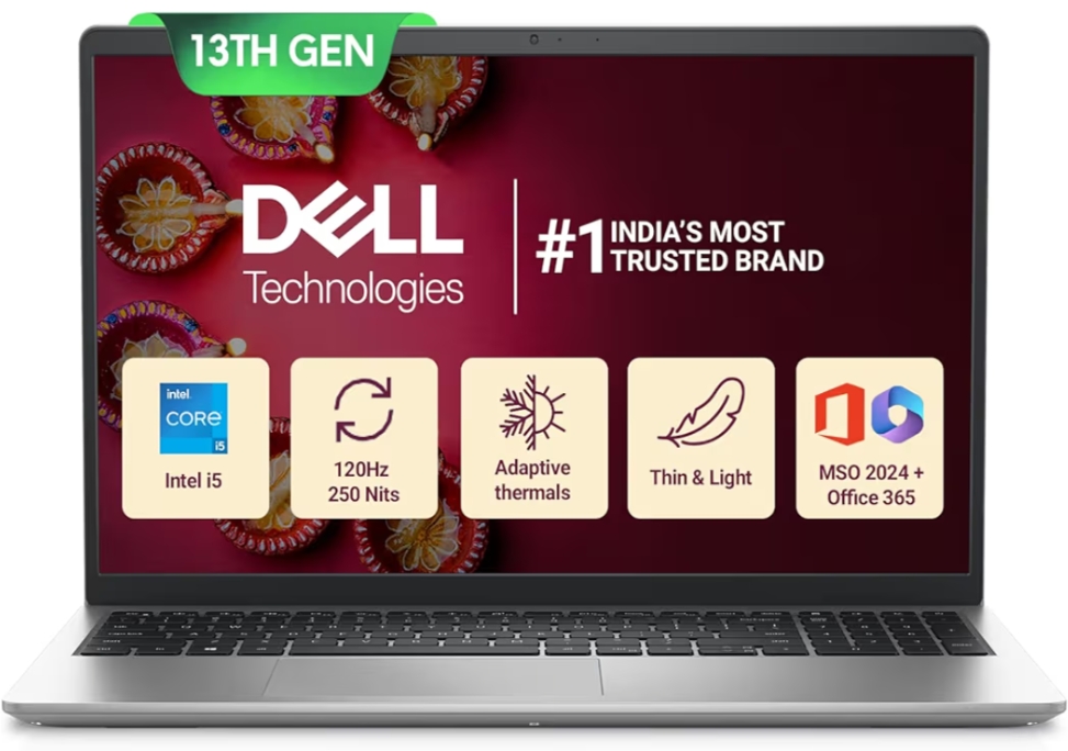 Dell Vostro, Intel Core i3 13th Gen - 1305U, 16GB DDR4 RAM, 512GB, FHD 15.6"/39.6 cm, Windows 11, Office H&S 2024, Carbon Grey, 1.66Kg, 120Hz 250 nits Narrow Border Display, Intel UHD Graphics Laptop